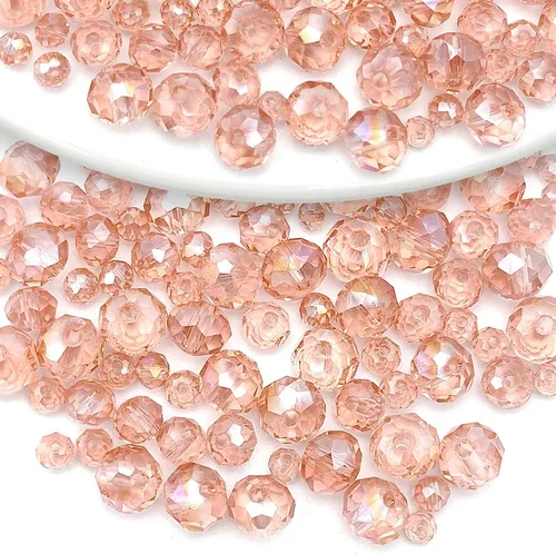 Miniatura 33 de 786 cuentas de cristal de 4 tamaños, cuentas de cristal Rondelle facetadas, cuentas de cristal Briolette, cuentas espaciadoras para pulseras, Ámbar