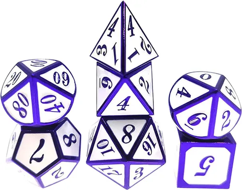 Miniatura 5 de Juego de dados de metal con escamas de dragón en color negro con caja de exhibición, perfecto para juegos, equilibrio adecuado y distribución