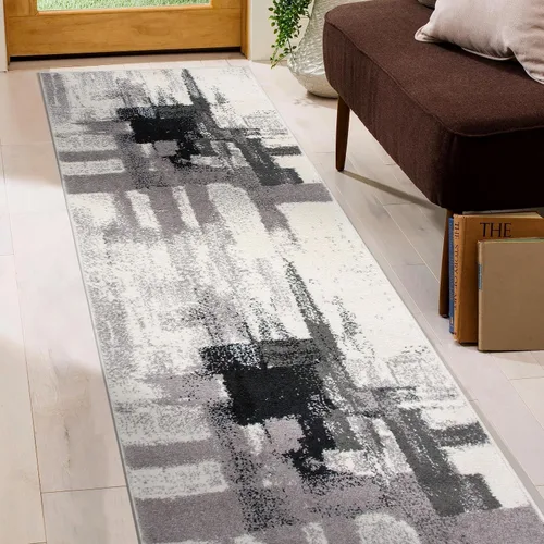 Miniatura 6 de Rugshop Alfombra Corredor Abstracta Contemporánea Negra — No Desprende Pelusa para Pasillo, Entrada y Cocina 2' x 7