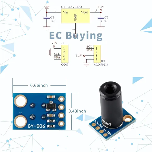 Miniatura 7 de MLX90614ESF-DCI Módulo de sensor de temperatura infrarrojo sin contacto Módulo de sensor de temperatura infrarroja de alta precisión Módulo