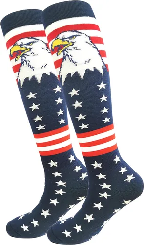 Miniatura 7 de Calcetines altos hasta la rodilla con la bandera americana, patrióticos por encima de la pantorrilla, para béisbol, fútbol, sóftbol y fútbol