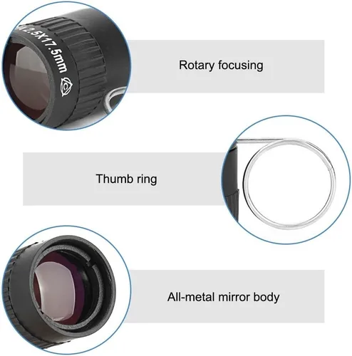Miniatura 3 de Mini telescopio monocular, 0.098 x 0.689 in, enfoque óptico portátil, alcance de detección con anillo de metal para eventos deportivos, observación