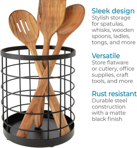 Miniatura 4 de iDesign Recipiente de Cocina para Utensilios - Recipiente de Cocina de Acero Portautensilios para Encimera - Negro Mate
