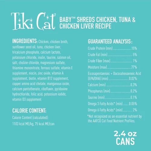 Miniatura 4 de Tiki Cat Baby, Trozos de Pollo, Atún y Hígado de Pollo, Alimento Húmedo para Gatitos de Alta Proteína y Sabroso de 8 Semanas en Adelante, Latas