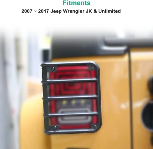 Miniatura 4 de Cubierta de luz trasera compatible con protectores de luz trasera de Jeep JK Wrangler 2007-2017, cubierta de luces, protector de luz trasera JK