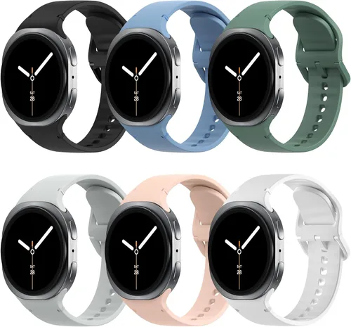 TiMOVO - Paquete de 6 correas deportivas compatibles para Samsung Galaxy Watch 8 40 mm 44 mm/Galaxy Watch 8 Classic 46 mm (2025), correa de repuesto