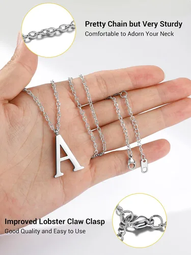 Miniatura 5 de PROSTEEL Collares con inicial para mujer, chapado en oronegro, acero inoxidable 316 A-Z, joyería con nombre, ajustable de 20 a 22 pulgadas, viene