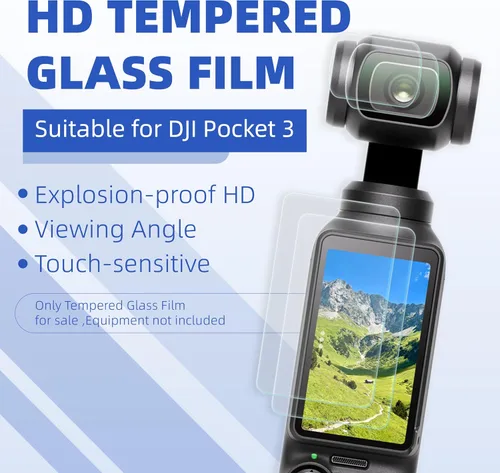 Miniatura 7 de DJI Osmo Pocket 4/Pocket 3 - Protector de pantalla, resistente a los arañazos, película LCD de vidrio templado Ultra-HD y protector de lente
