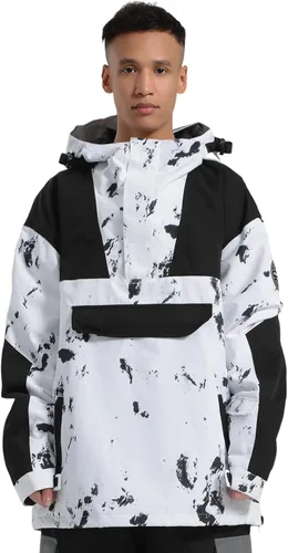GSOU SNOW Chaqueta de esquí para hombre, abrigo de nieve para snowboard, cálido, invierno, impermeable, con capucha