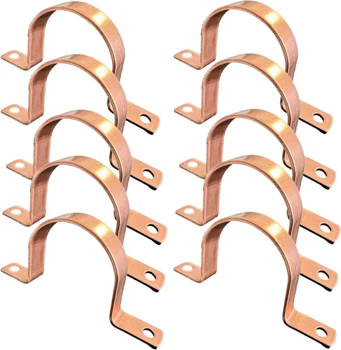 Miniatura 9 de EZ-FLUID Plumbing - 50 abrazaderas de cobre de 1 pulgada con dos agujeros, montaje a presión LF de cobre real para residenciales, comerciales