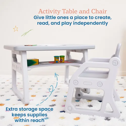 Miniatura 3 de ECR4Kids Escritorio y Silla Plus para Niños, Muebles para Niños, Gris Claro, 2 Piezas