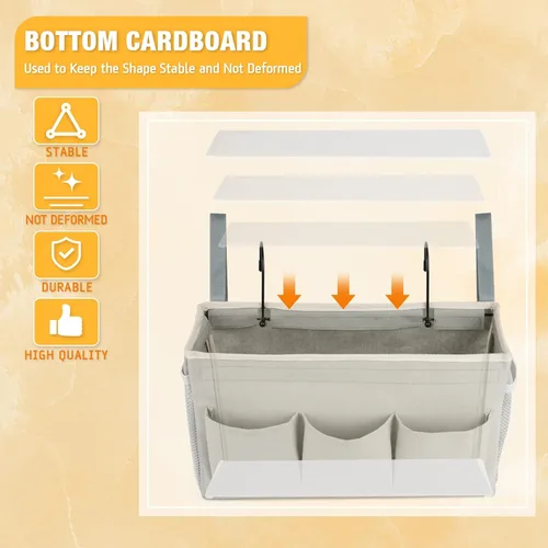 Miniatura 6 de Lilithye Organizador de almacenamiento de cabecera con correas fijas y soporte para botella de agua para el hogar, universidad, dormitorio, Gris