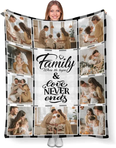 Miniatura 15 de Mantas personalizadas con fotos, mantas de cumpleaños personalizadas, regalos para adultos, niños, niñas, manta de collage de fotos personalizada