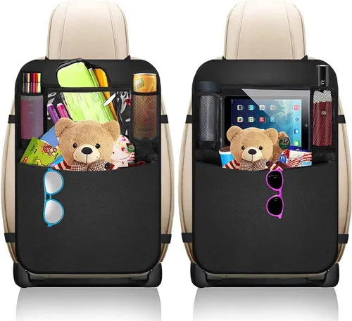 Organizador de asiento trasero prémium para niños, paquete de 2 unidades, resistente al agua y a las manchas, protector de asiento trasero,