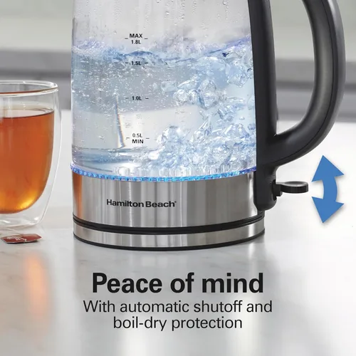 Miniatura 4 de Hamilton Beach Electric Tea Kettle, Water Boiler & Heater, 1 Liter, 1500 Watts for Fast Boiling, BPA Free, Cordless Serving, Auto-Shutoff & Boil-Dry