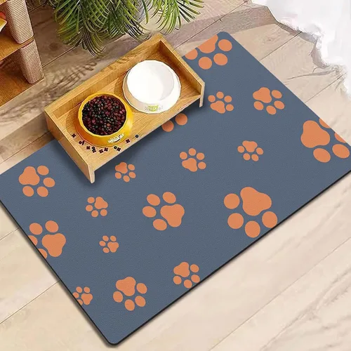 Tapete de 12"×20" para comida de perro - Tapete absorbente para comida y agua, sin manchas, secado rápido, tapete para cuenco de gato, tapete