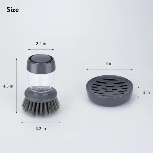 Miniatura 7 de DAPOWER Cepillo para platos con dispensador de jabón, cepillo de fregado de cocina para platos, ollas, sartenes, limpieza de fregadero, fregador