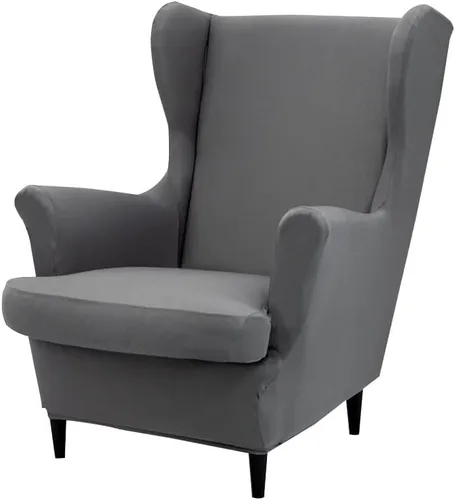 Miniatura 17 de Fundas para silla Wingback, 2 piezas, fundas elásticas para sillón de ala de color sólido con parte inferior elástica, protector de muebles