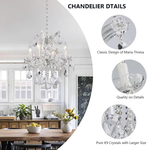 Miniatura 3 de Candelabros modernos de cristal para comedor, pequeños cristales para dormitorio, comedor, pasillo, isla de cocina, baño, armario