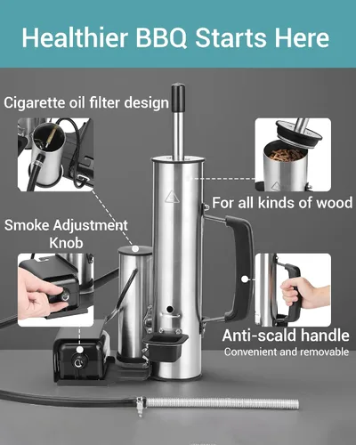 Miniatura 7 de Generador de humo para queso, tubo de humo para ahumador de pellets, fabricante de humo eléctrico portátil, accesorios de ahumador para exteriores