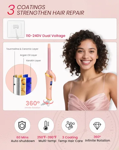 Miniatura 3 de Ukliss Mini rizador de 0.5 pulgadas (0.512 in), para cabello corto y flequillo, crea rizos apretados, calor rápido de 30 segundos y doble voltaje