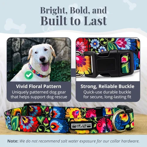 Miniatura 3 de Lucky Love Dog - Collar para perras pequeñas, diseño Blackbird de estampado alegre con flores de primavera y verano, talla XS