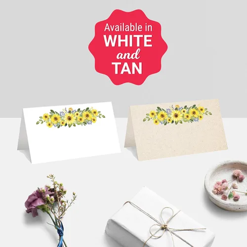 Miniatura 4 de 321Done Tarjetas de lugar de girasol para colocar la mesa, juego de 50 tarjetas de nombre en blanco, tabla de asientos y tarjeta de posición