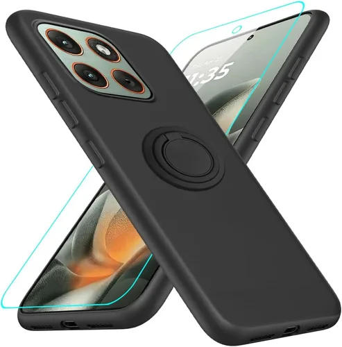 Miniatura 21 de Funda compatible con Blackview Shark 6/Oscal Tiger 8 con protector de pantalla, soporte de anillo giratorio de 360°, TPU a prueba de golpes, funda