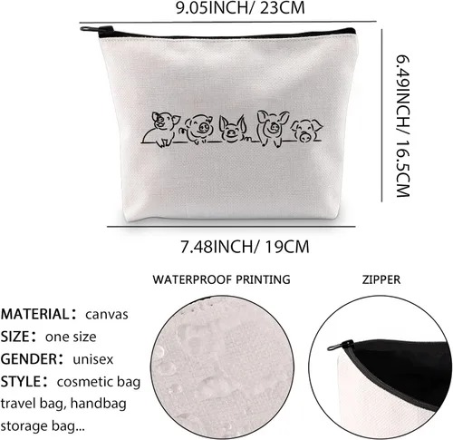 Miniatura 2 de XYANFA Bolsa de maquillaje de cerdos, regalo para amantes de los animales, bolsa con cremallera, regalo para granjero de cerdos, regalos para Bolsa