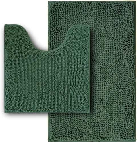 Miniatura 54 de Juego de alfombras de baño de 2 piezas, súper absorbente suave, gruesa, lavable en lavadora, alfombra de baño de chenilla antideslizante, alfombra
