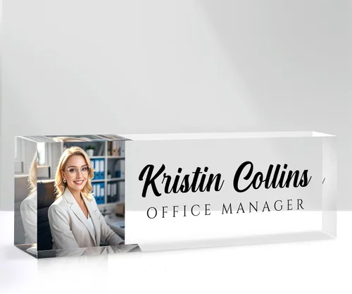 Miniatura 34 de Placa de nombre personalizada para escritorio, placa de nombre personalizada en cristal acrílico transparente, regalos de agradecimiento para Tinta
