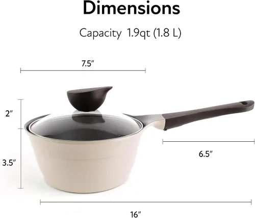 Miniatura 5 de Neoflam Calentador de mantequilla de 1.9 cuartos de galón para hervir leche, olla de fusión, revestimiento antiadherente de cerámica saludable