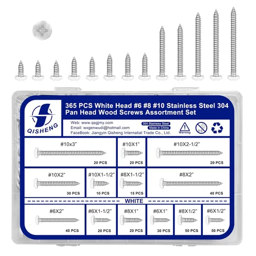 Miniatura 14 de White Head - 25 tornillos de madera Phillips de acero inoxidable #10 x 4, tornillos recubiertos blancos, tornillos de madera, tornillos de acero