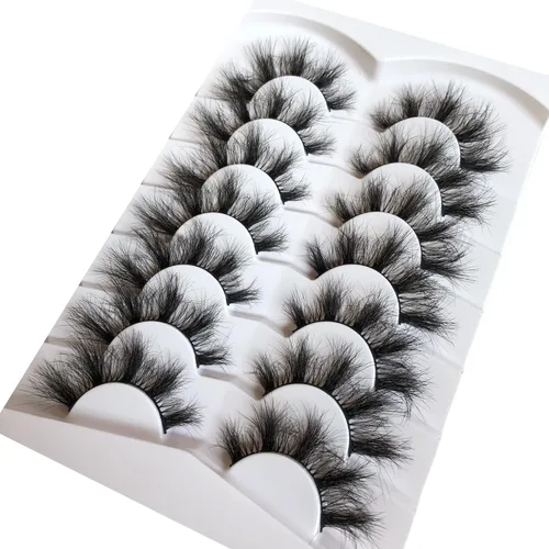 Miniatura 659 de Pooplunch - Pestañas postizas finas de visón sintético, estilo ojo de gato, naturales, cruzadas, tipo racimo, efecto 8D de volumen, tiras