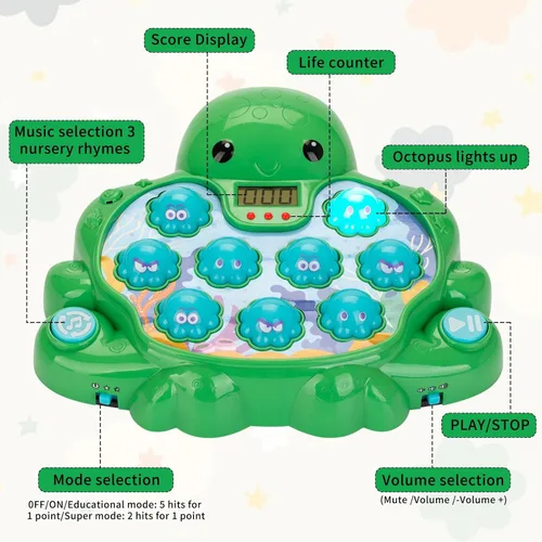 Miniatura 7 de Juguetes interactivos de golpear al topo para niños de 2 a 4 años, juguetes educativos de aprendizaje para niños pequeños de 2, 3, 4, 5, 6 años
