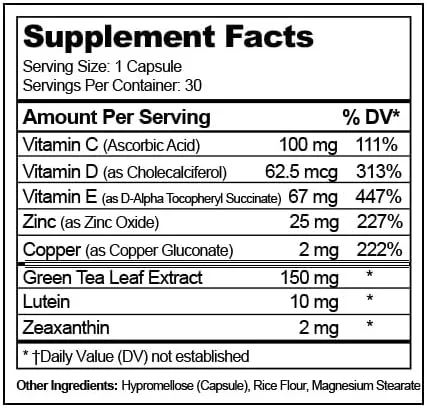 Miniatura 3 de Visual Advantage Suplemento ocular Glucosa II – Suministro para 1 mes – Fórmula AREDS 2 con vitamina D, C, E – Luteína y zeaxantina – Mezcla