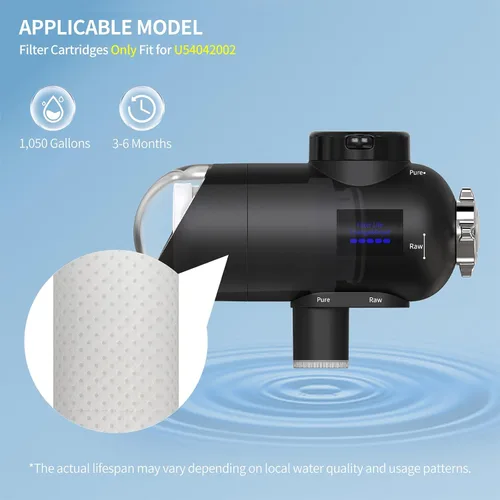 Miniatura 2 de HOMELODY Paquete de 2 filtros de repuesto para grifo, filtro 3.0 mejorado de 1,050 galones de triple capa rasgable, cartuchos de filtro solo aptos