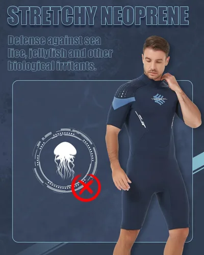 Miniatura 3 de Trajes de neopreno para hombre, 0.118 in con cremallera trasera de neopreno, trajes de buceo para buceo, esnórquel, surf, natación Azul