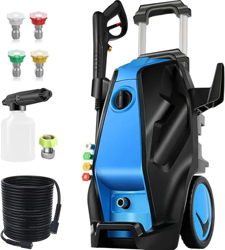 Lavadora a presión eléctrica resistente de 5000PSI 4.0GPM con manguera de extensión de 33 pies, 4 boquillas de control de calidad y cañón de espuma