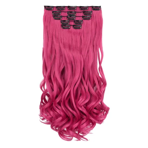 Miniatura 31 de Extensiones de cabello negro lacio, 2 juegos de extensiones de cabello con clip para mujeres, Halloween, 5 piezas de 22 pulgadas, piezas de cabello