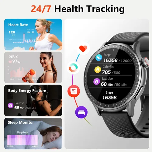 Miniatura 2 de Reloj inteligente para hombres y mujeres, rastreador de fitness con pantalla AMOLED Ultra-HD de 1.46 pulgadas y monitor de frecuencia