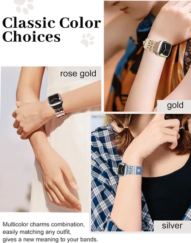 Miniatura 6 de JR.DM Dijes para correa de reloj con anillos decorativos brillantes, compatibles con Apple Watch de 1.575 pulgadas, 1.496 pulgadas, 1.614 pulgadas