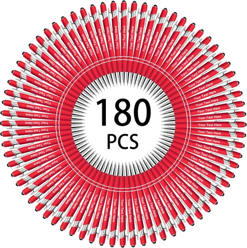 Miniatura 140 de Hasta 500 bolígrafos personalizados a granel, bolígrafo grabado personalizado con punta de lápiz capacitivo, carcasa multicolor retráctil, bolígrafo