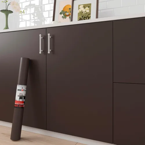 Decotalk Papel Tapiz Marrón Oscuro 12 x 120 pulgadas Papel Tapiz Autoadhesivo Marrón Sólido Mate Papel de Contacto Marrón Despegar y Pegar