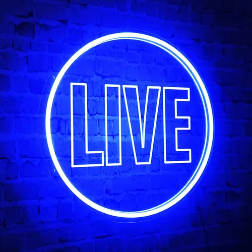 NOXTROND Letrero de Luces LED de Neón En Vivo, Luz LED En Vivo Alimentada por USB, Luz de Neón Decorativa Regulable para Pared, Redonda, para Azul