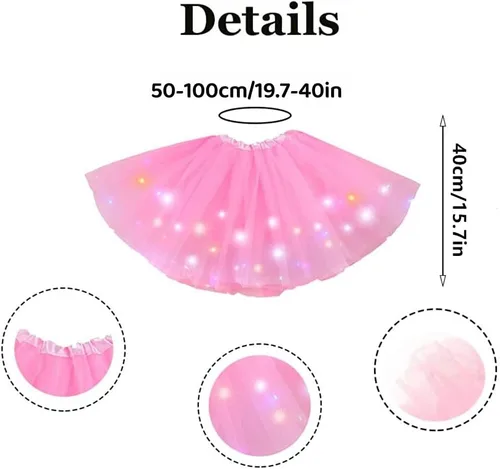 Miniatura 28 de Faldas de tutú LED para mujer, falda de tul con capas para baile de ballet, faldas iluminadas para disfraz de fiesta