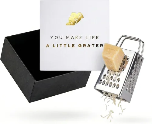 Juego de regalo de mini rallador de queso, divertido regalo de chef, amigos, compañeros de trabajo o amantes de la comida, tarjeta "You Make Life a