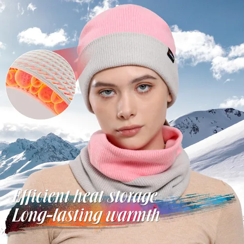 Miniatura 7 de WTACTFUL Conjunto de gorro holgado de invierno y bufanda térmica de doble capa, para hombres y mujeres, esquí, snowboard, al aire libre