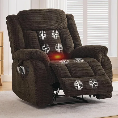 Miniatura 12 de Silla reclinable de masaje con calor, sillas reclinables de piel sintética para adultos, silla de descanso ergonómica reclinable manual de 39