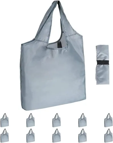 Miniatura 9 de Aricsen Paquete de 10 bolsas de compras reutilizables de camuflaje de 15 x 4.5 x 15 pulgadas con asas a granel, plegables extragrandes resistentes